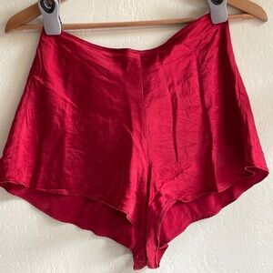 Red Silk Pajama Shorts